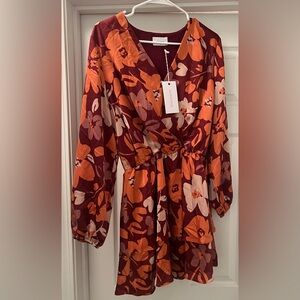 Adrienne Floral Dress - Burgundy and Orange